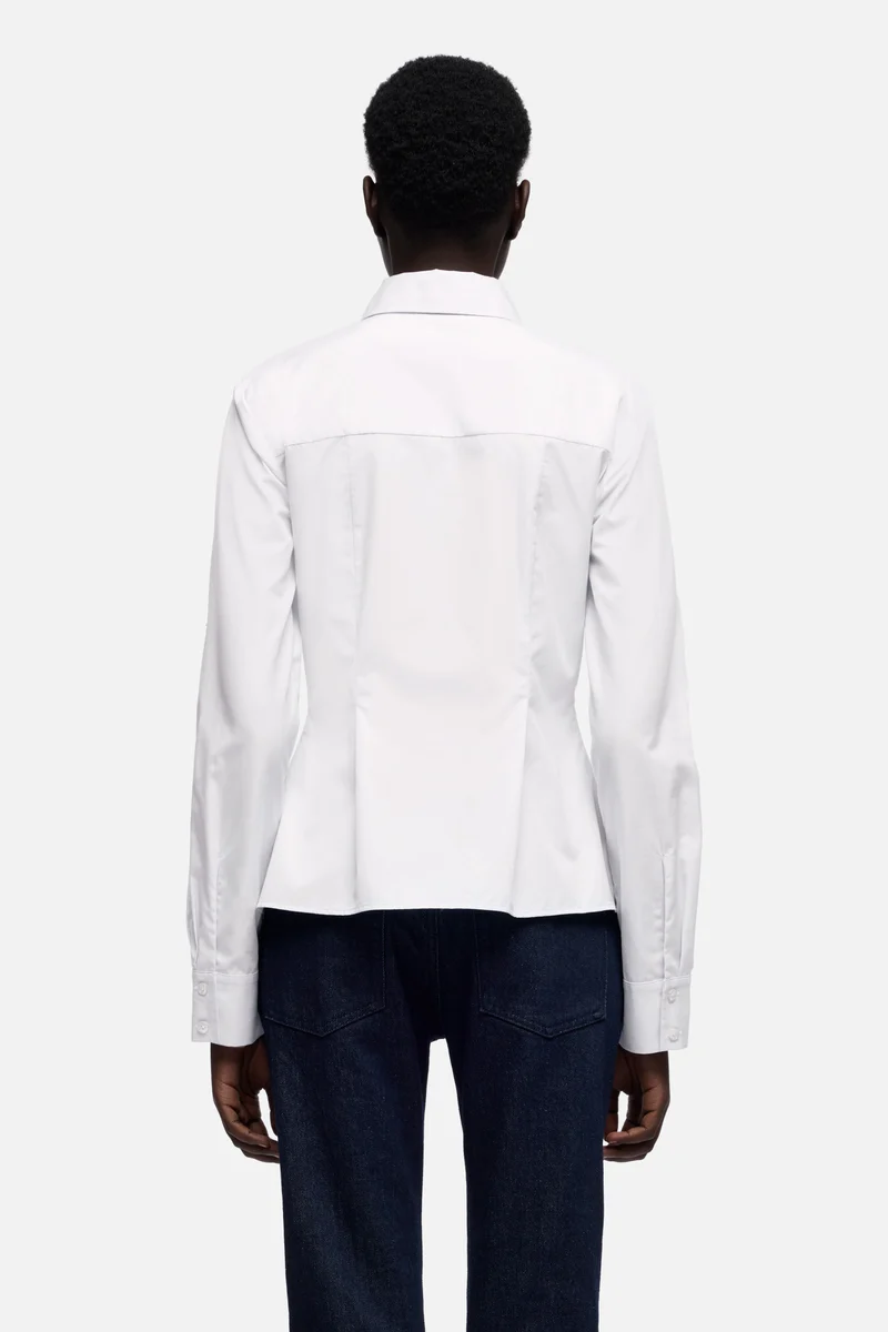 SLANT MILITARY SHIRT in Poplin Optical White