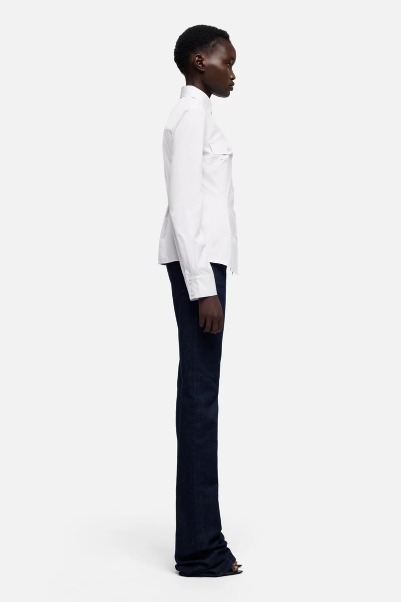 SLANT MILITARY SHIRT in Poplin Optical White