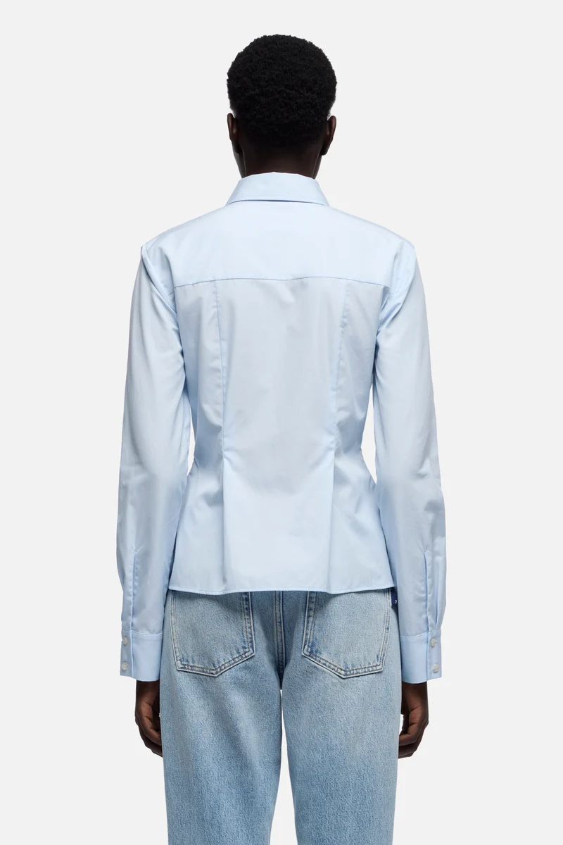 SLANT MILITARY SHIRT in Poplin Light Blue