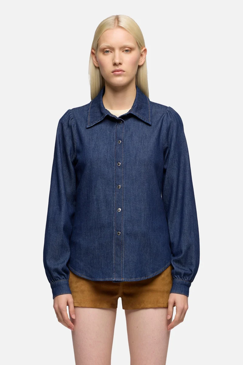 PUFF SLEEVE SHIRT in Weightless Denim Halona