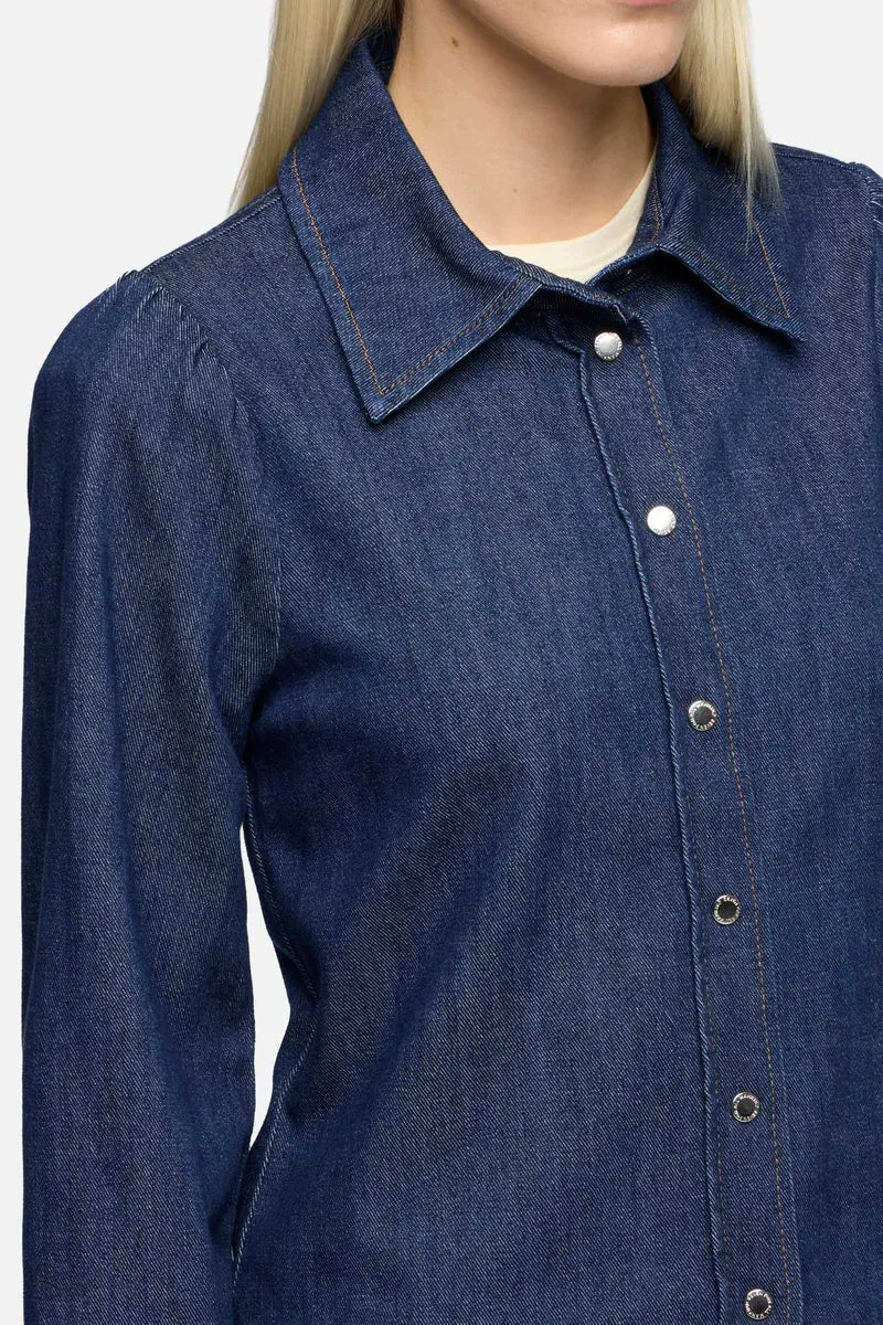 PUFF SLEEVE SHIRT in Weightless Denim Halona