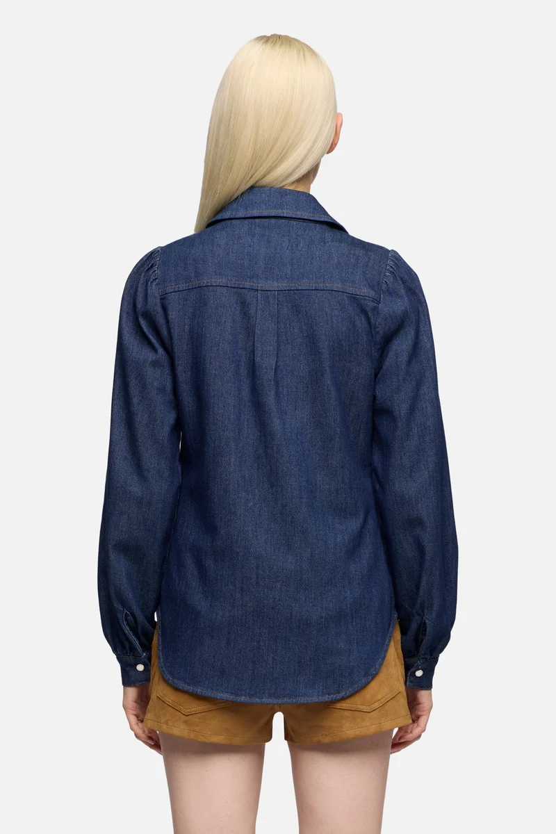 PUFF SLEEVE SHIRT in Weightless Denim Halona