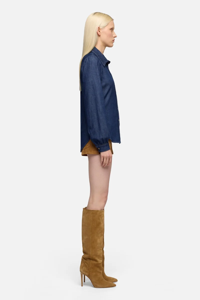 PUFF SLEEVE SHIRT in Weightless Denim Halona
