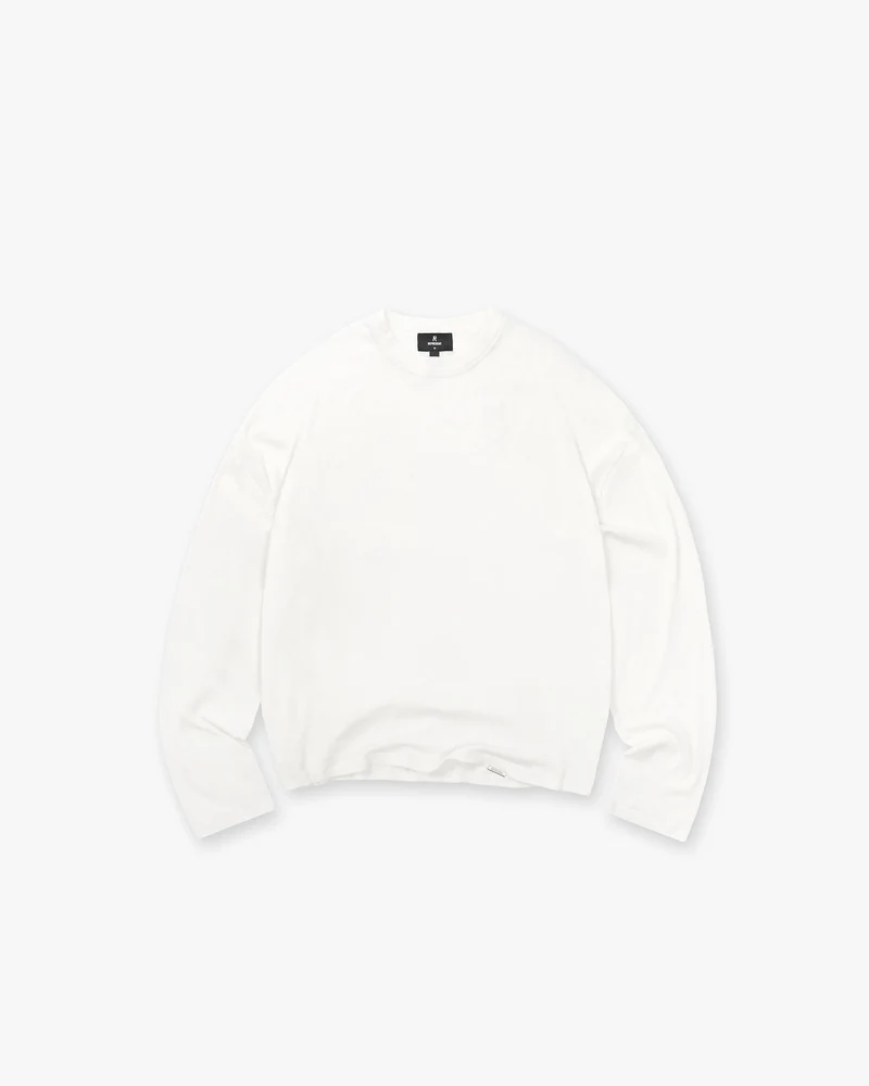 Initial Sheer Rib Long Sleeve T-Shirt - Flat White