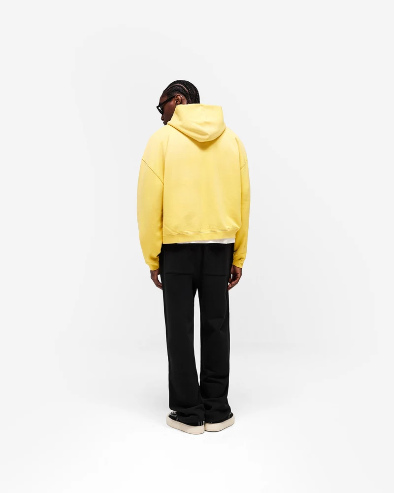 Initial Boxy Zip Through Hoodie - Canary Yellow