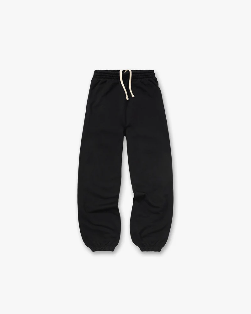 Initial Wide Leg Cuffed Sweatpant - Jet Black