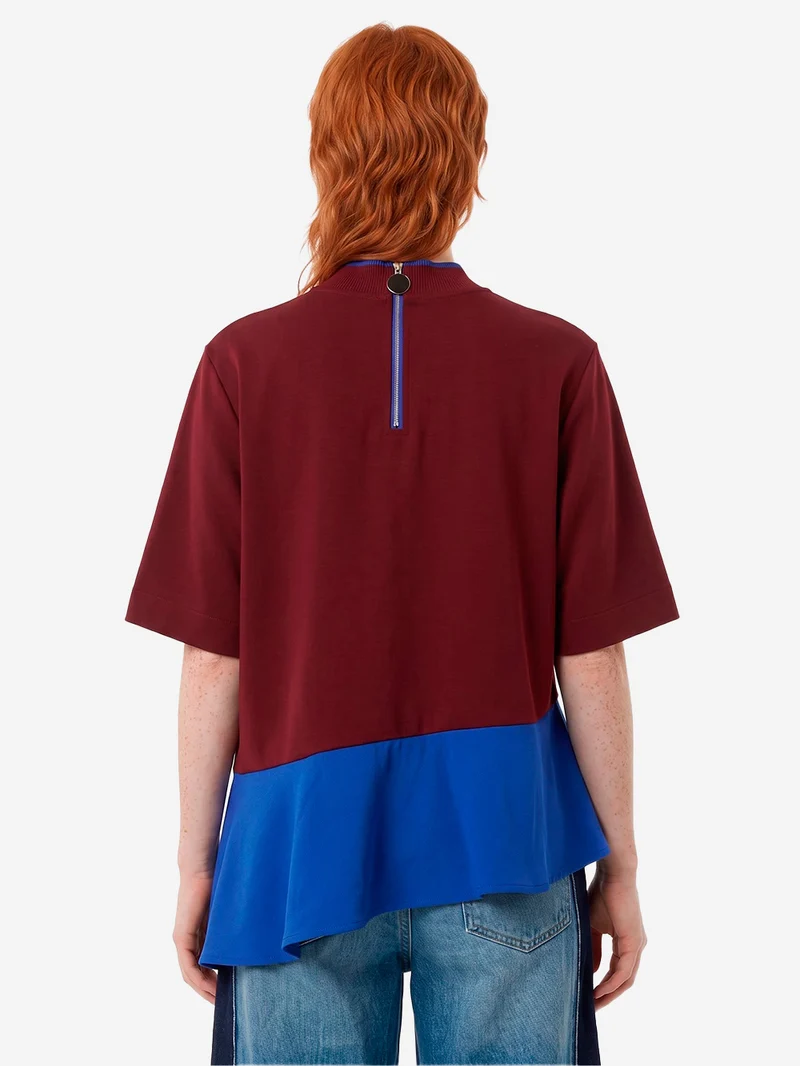 Maglia a Strati Color-Block Bordeaux e Blu in misto acetato