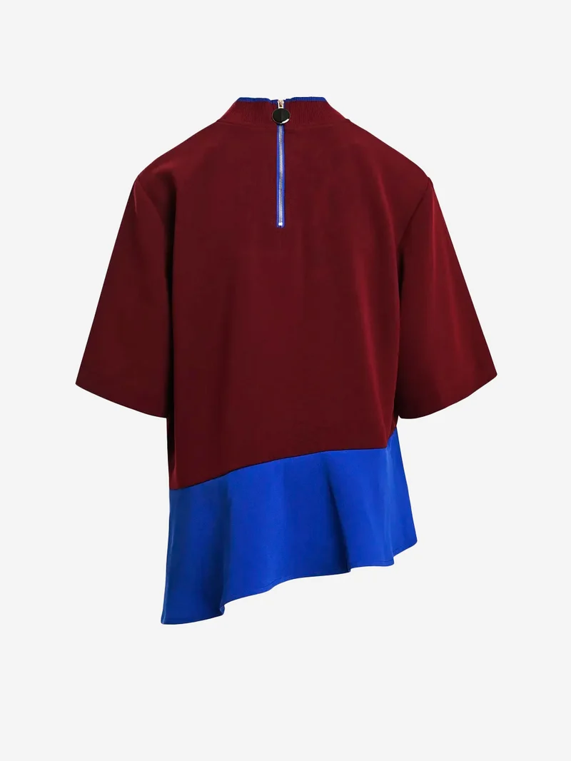 Maglia a Strati Color-Block Bordeaux e Blu in misto acetato