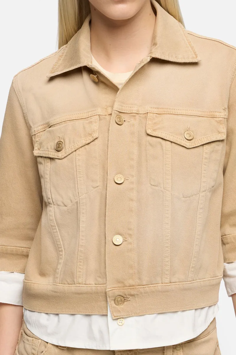 SHORT SLEEVE TRUCKER JACKET in MANKIND Sand Dune