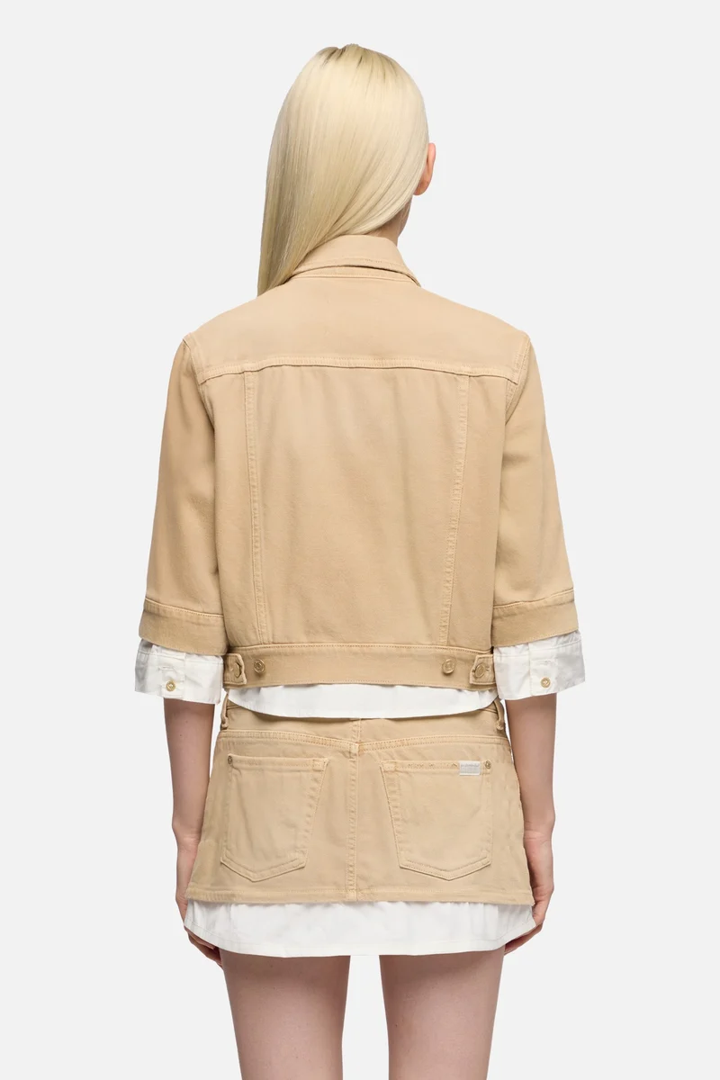 SHORT SLEEVE TRUCKER JACKET in MANKIND Sand Dune