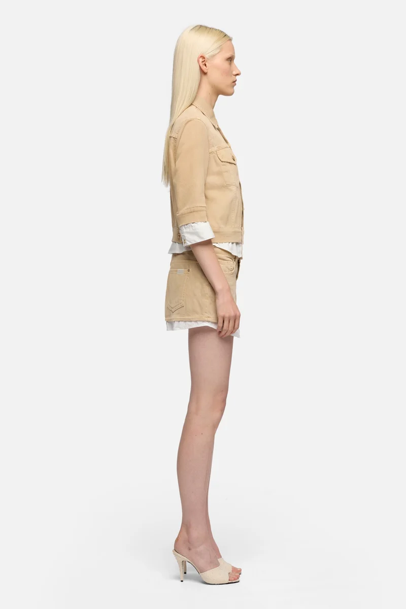 SHORT SLEEVE TRUCKER JACKET in MANKIND Sand Dune