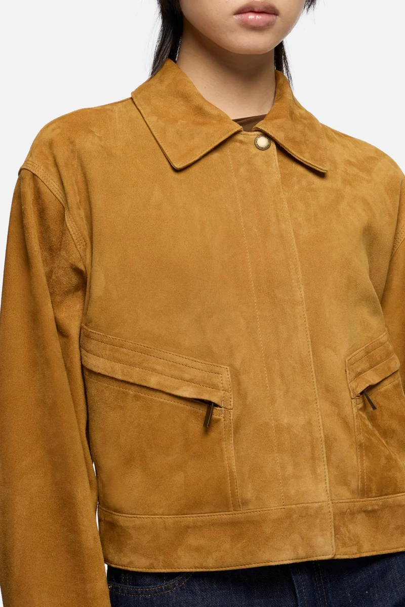 UTILITY JACKET in Suede Caramel
