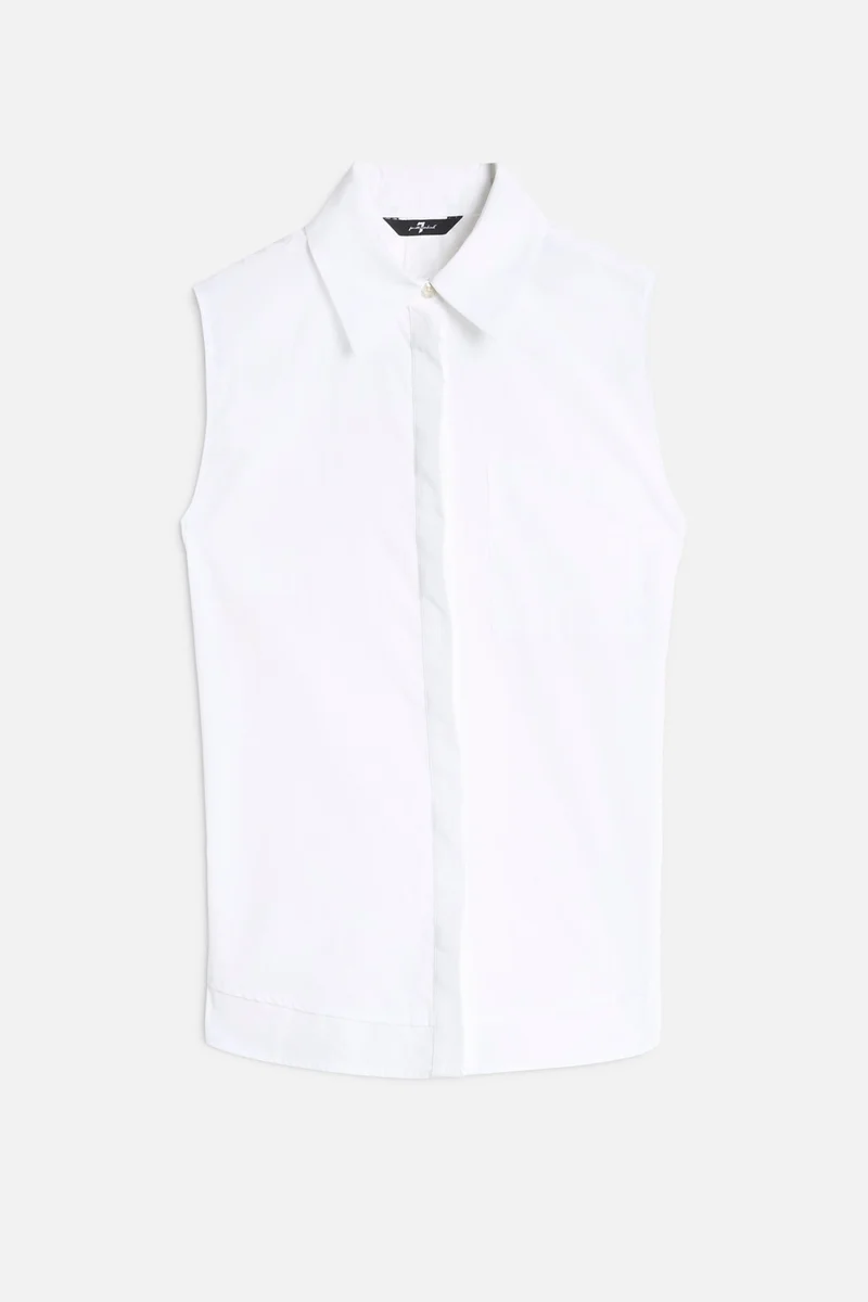 OPEN BACK SLEEVELESS SHIRT in Poplin Optical White