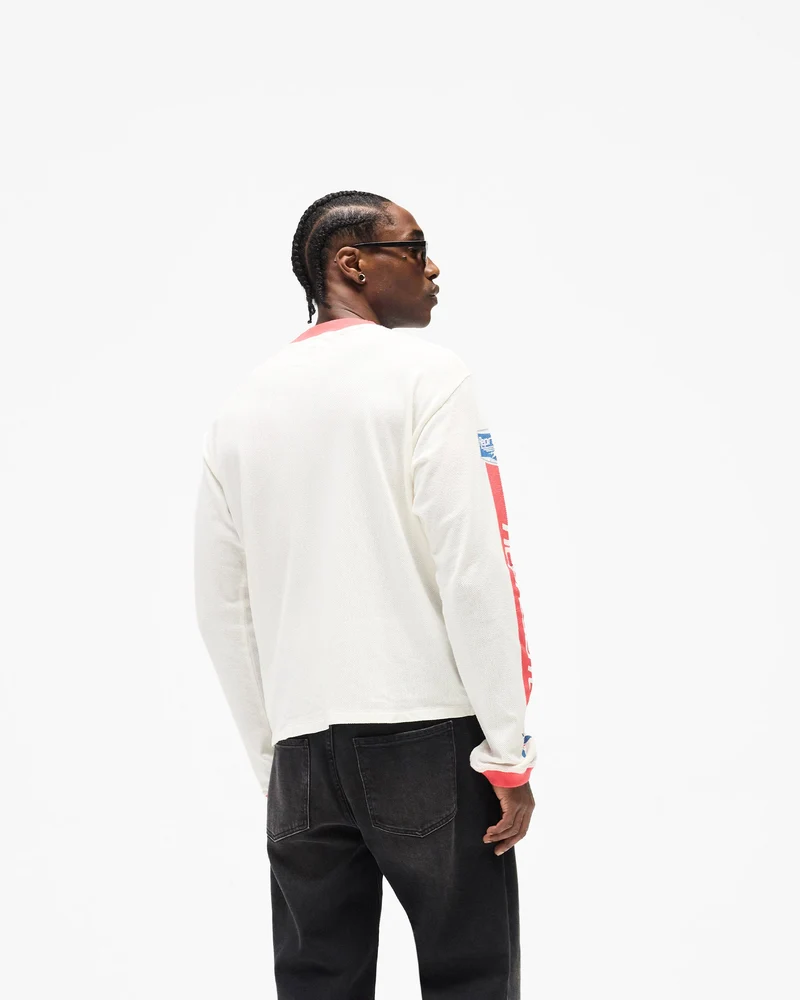 Mesh Pegasus Long Sleeve T-Shirt - Flat White