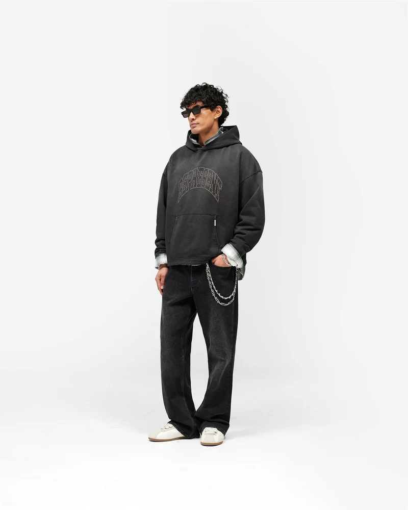 Represent Embellished Hoodie - Stained Black