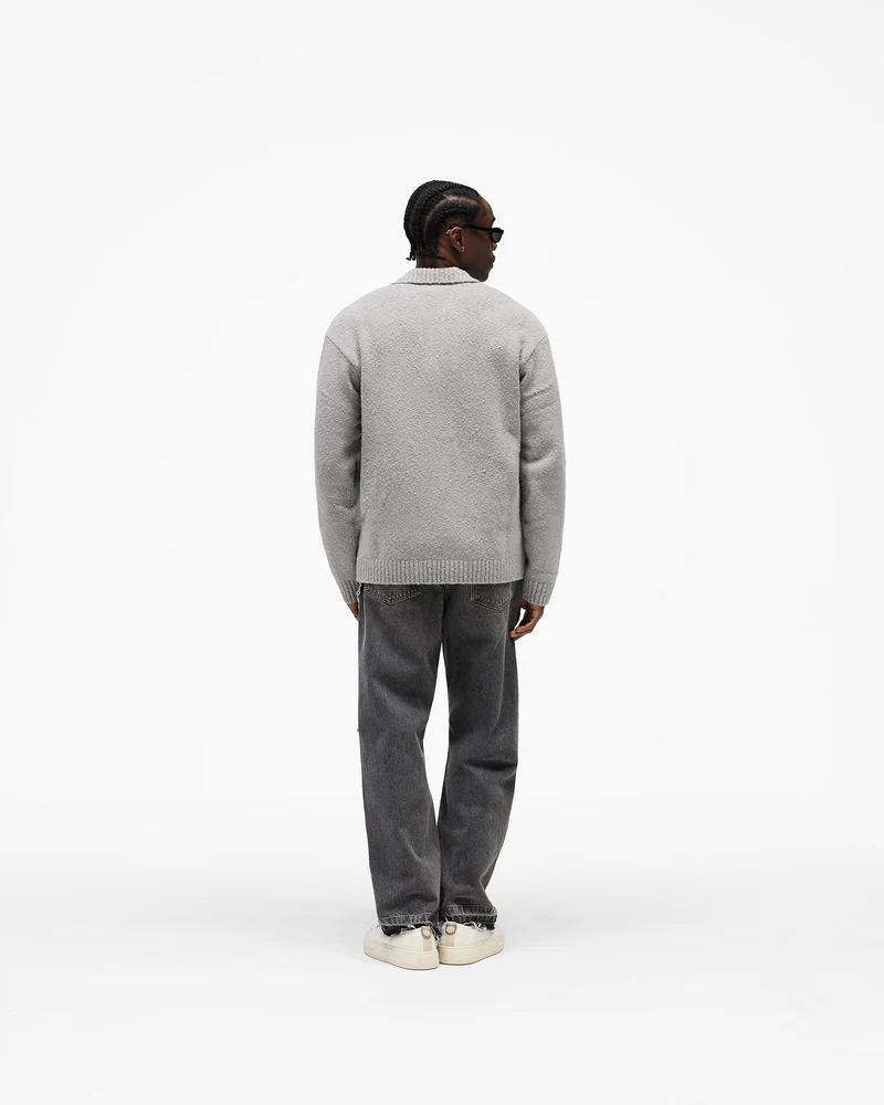 Knitted Boucle Polo - Grey