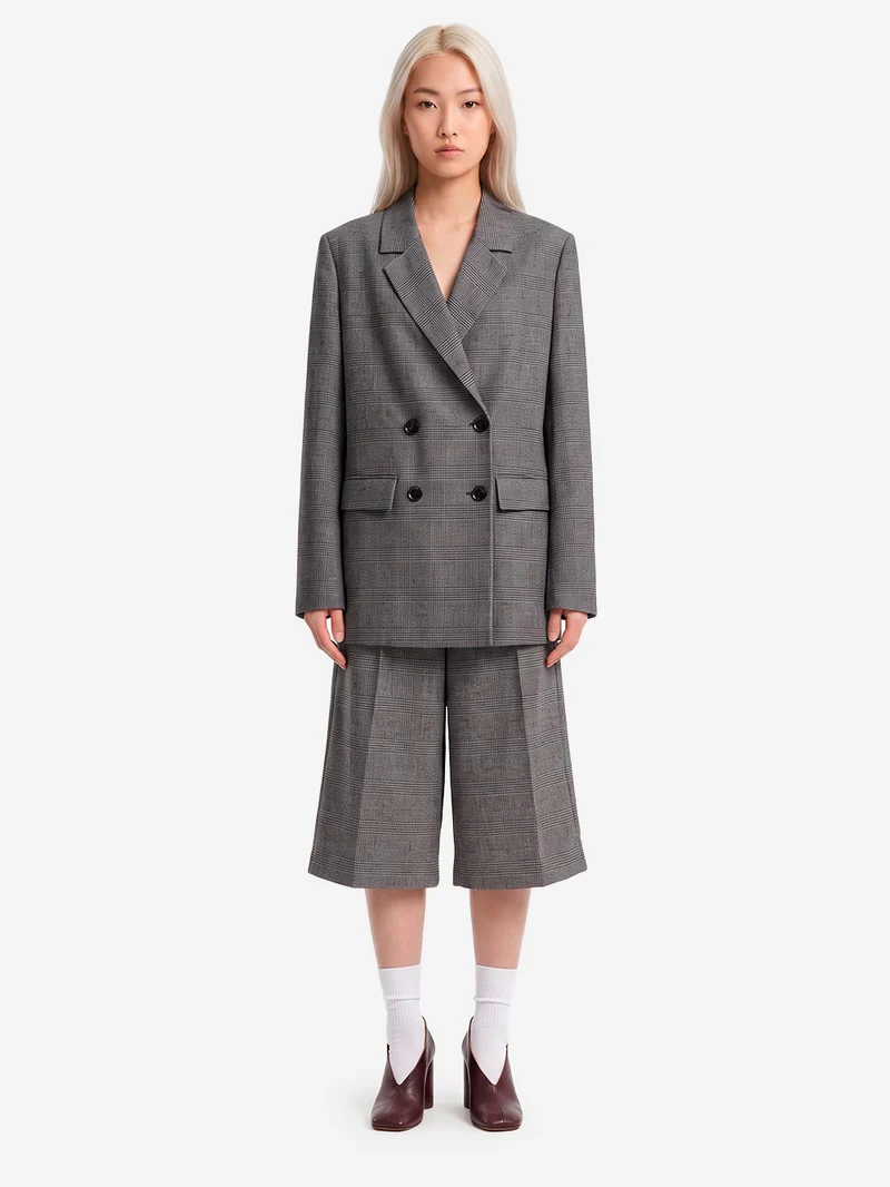Blazer Oversize a quadri con zip sulle maniche
