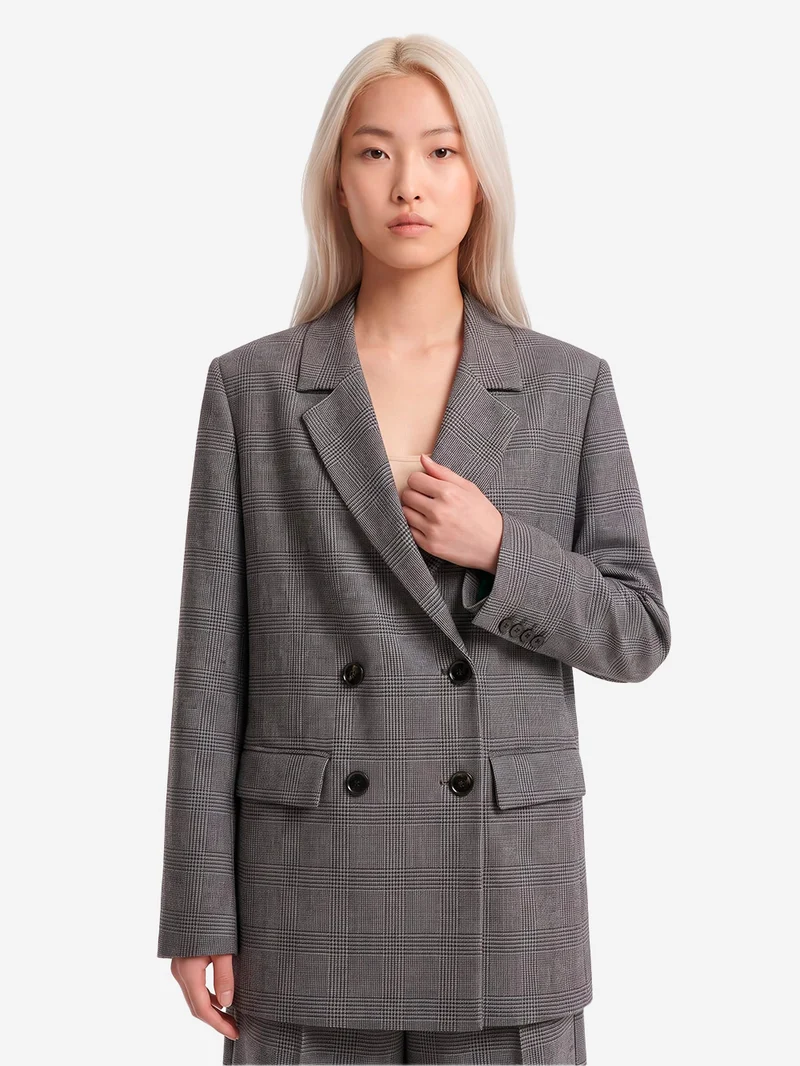 Blazer Oversize a quadri con zip sulle maniche