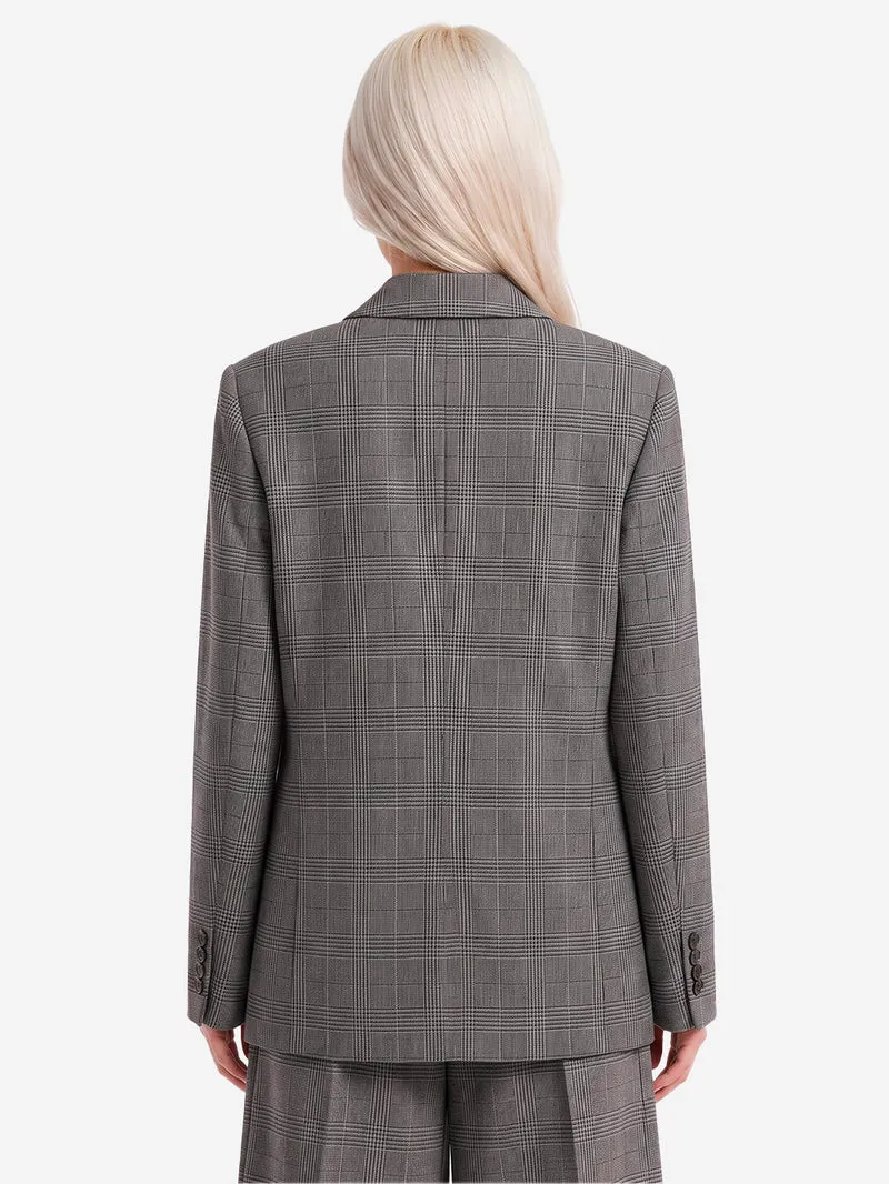 Blazer Oversize a quadri con zip sulle maniche