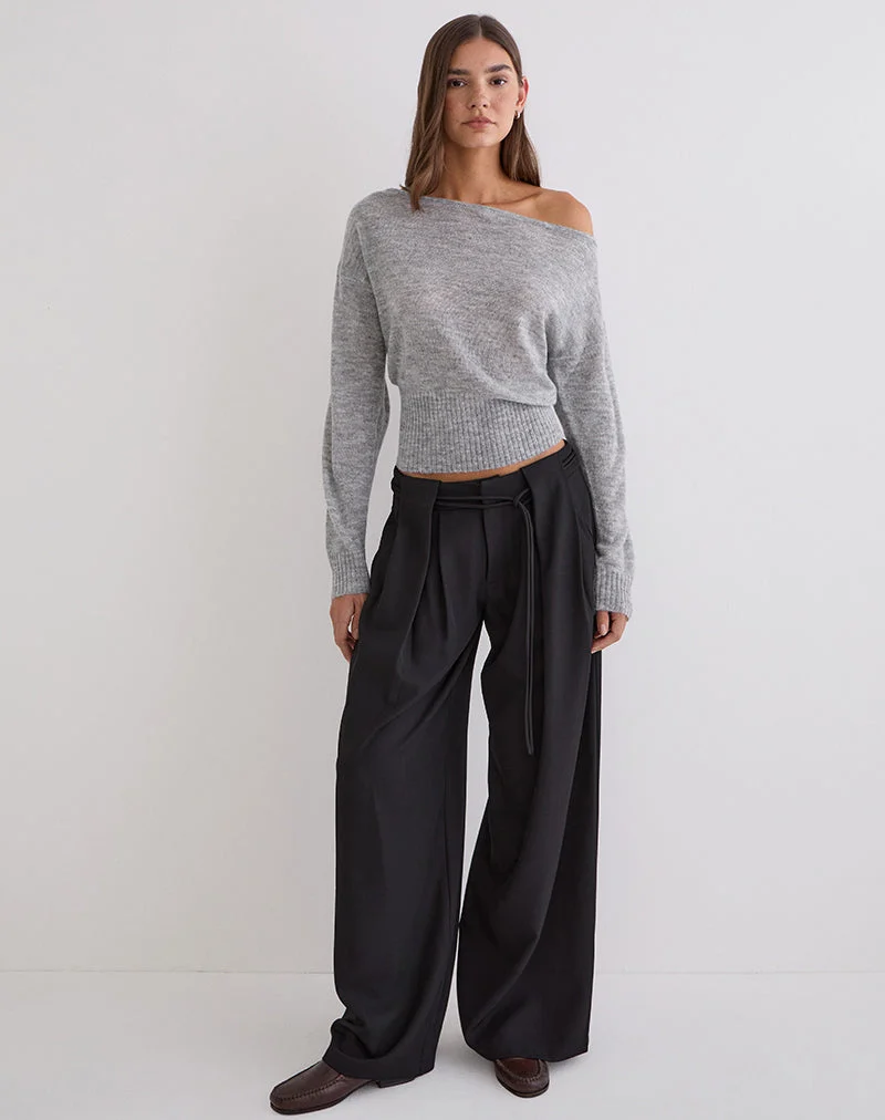 Rivela Hose mit Bindegürtel in Schwarz