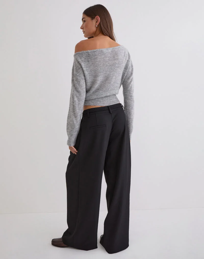 Rivela Hose mit Bindegürtel in Schwarz