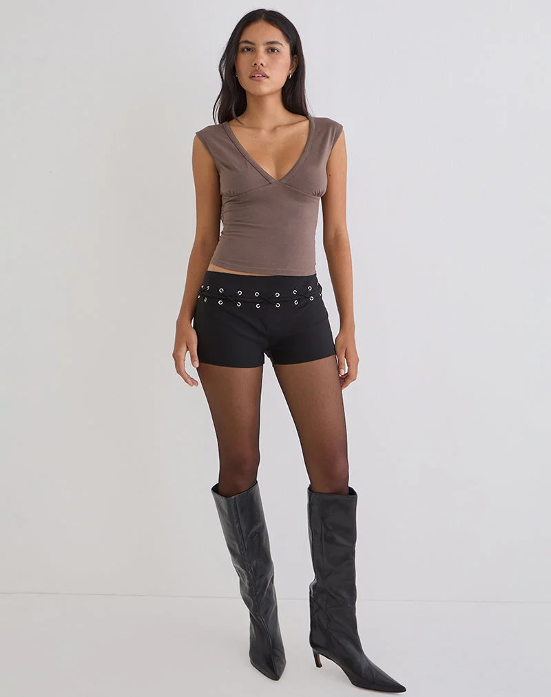 Emberly Plunge Top in Kaffee-Quarz