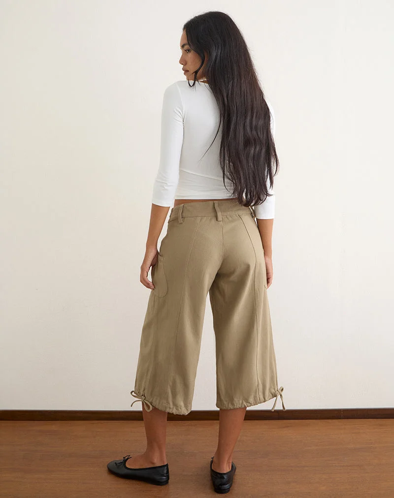 Iria Cargo-Caprihose aus Twill in Khaki