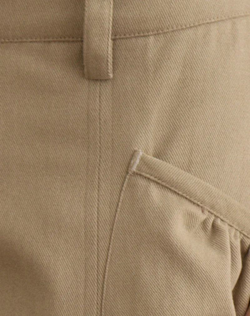 Iria Cargo-Caprihose aus Twill in Khaki