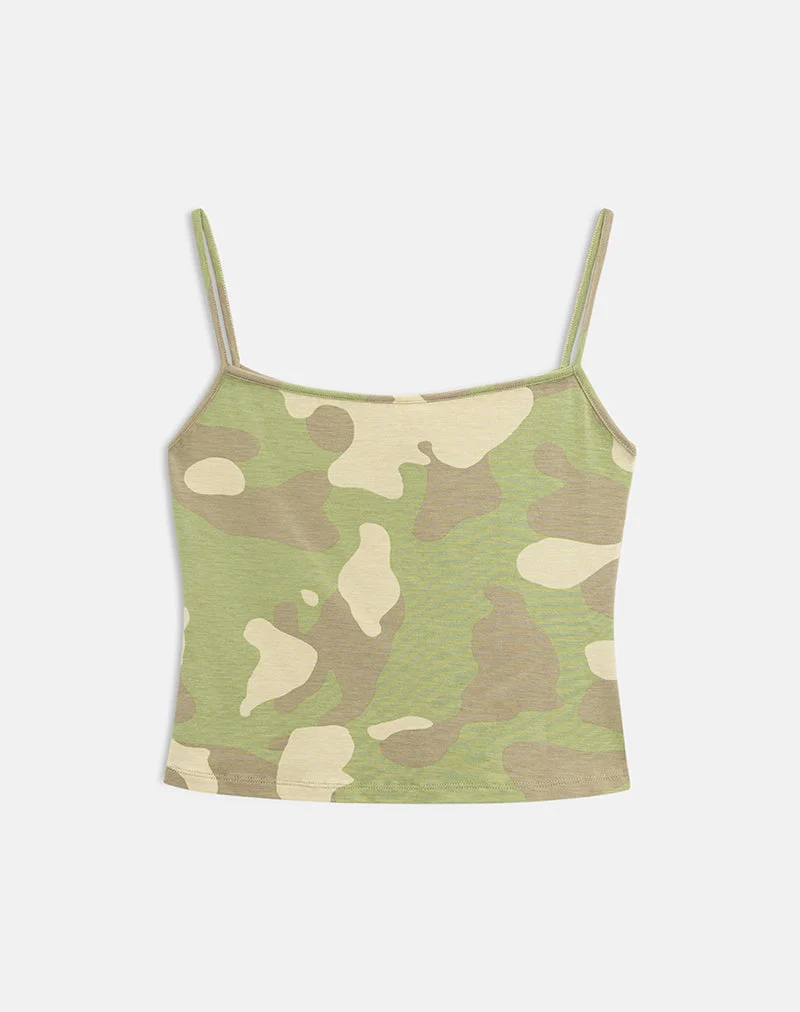 Solay Cami-Top in „Blurry Camo Khaki“