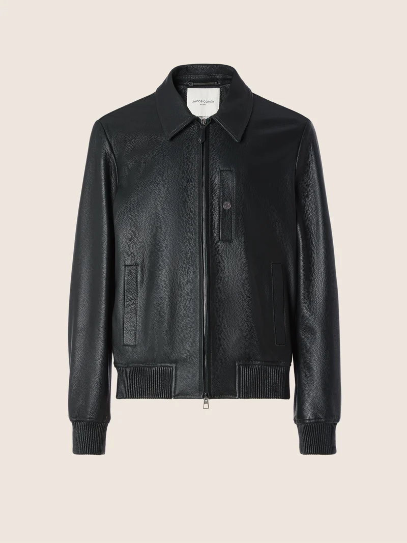 Deer Leather Bomber Jacket
