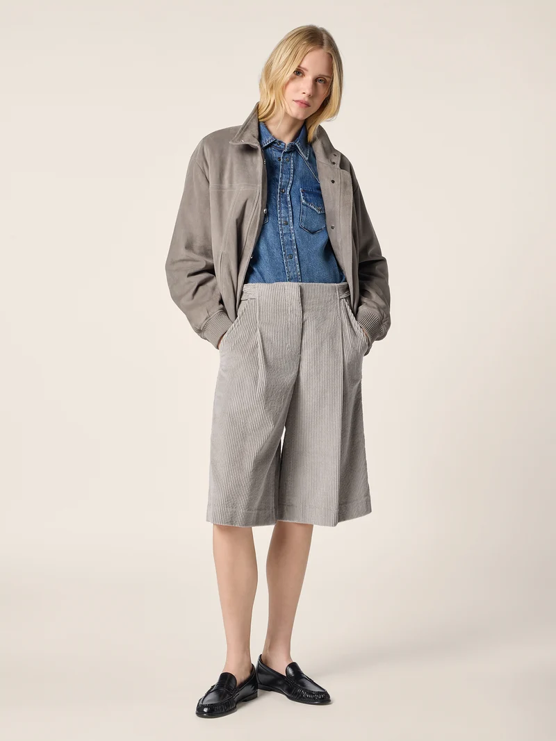 Ivy – Bermudas in Cotton-Cashmere Velvet