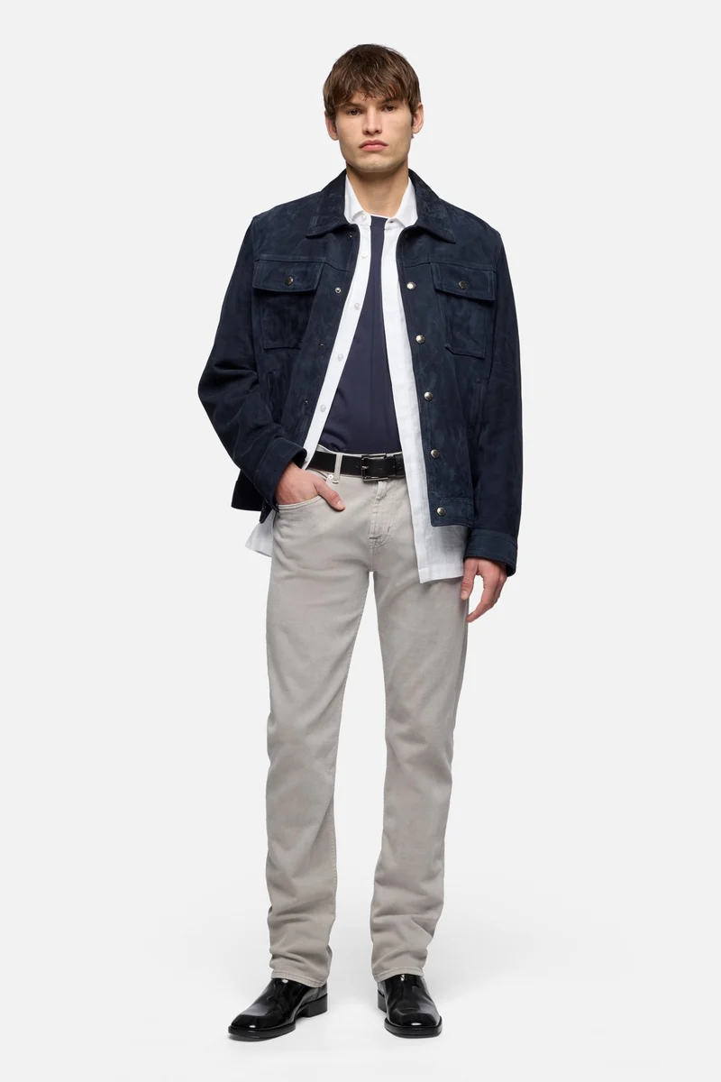 MODERN TRUCKER JACKET in Suede Midnight