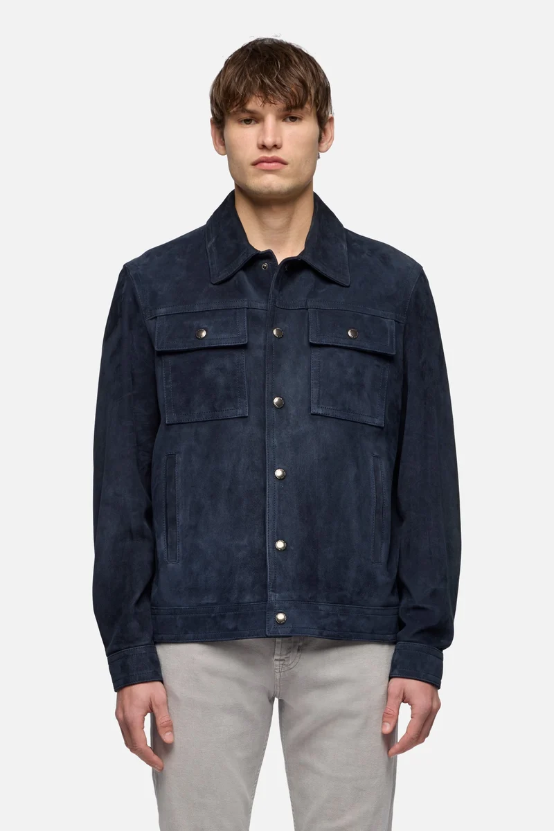 MODERN TRUCKER JACKET in Suede Midnight