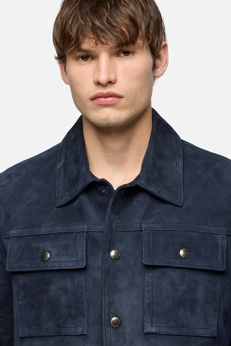 MODERN TRUCKER JACKET in Suede Midnight
