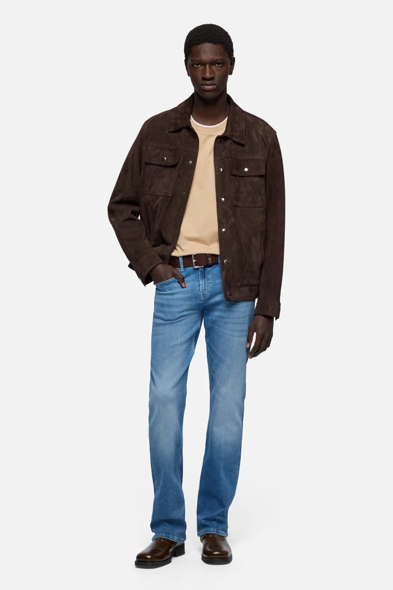 MODERN TRUCKER JACKET in Suede Espresso