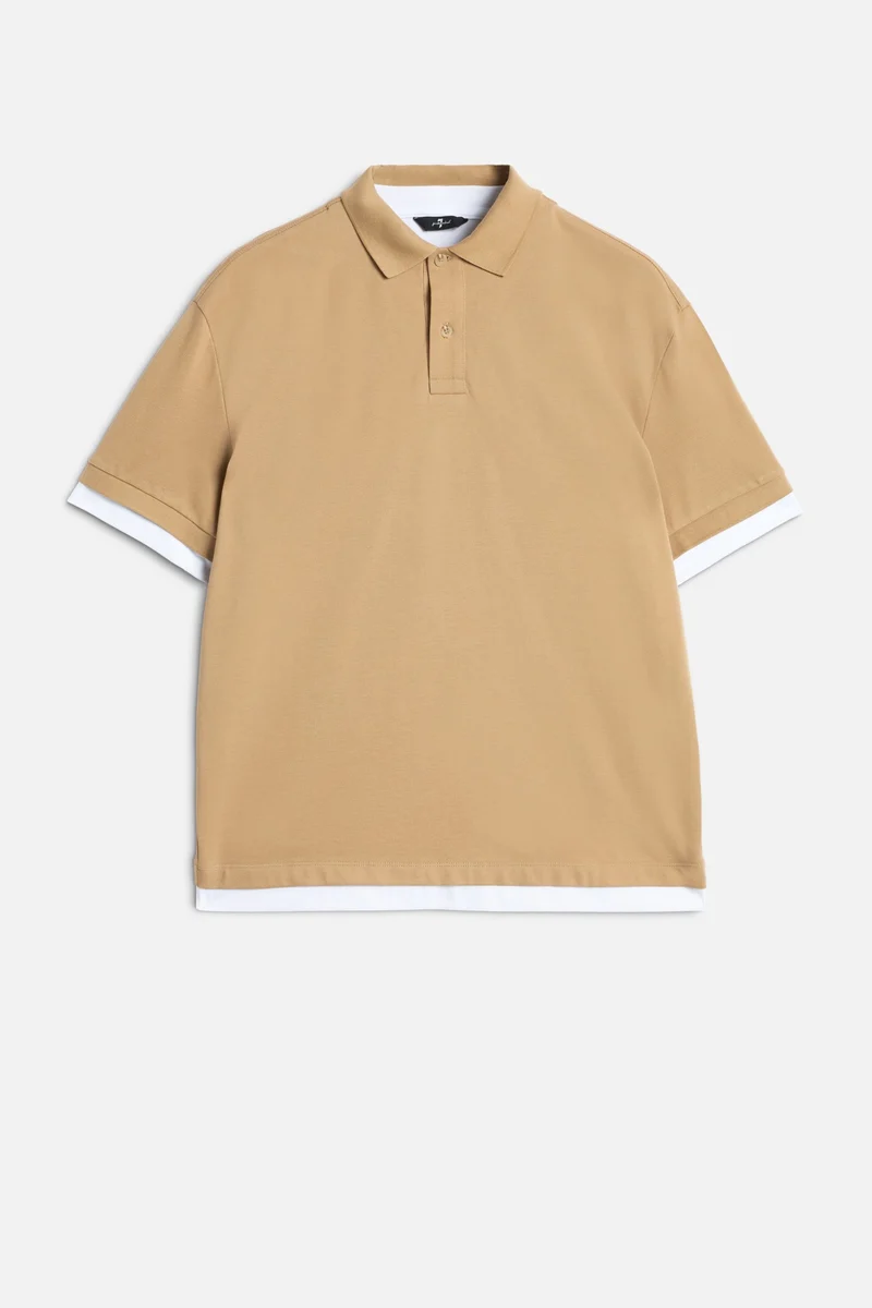 DOUBLE LAYER POLO in Tan