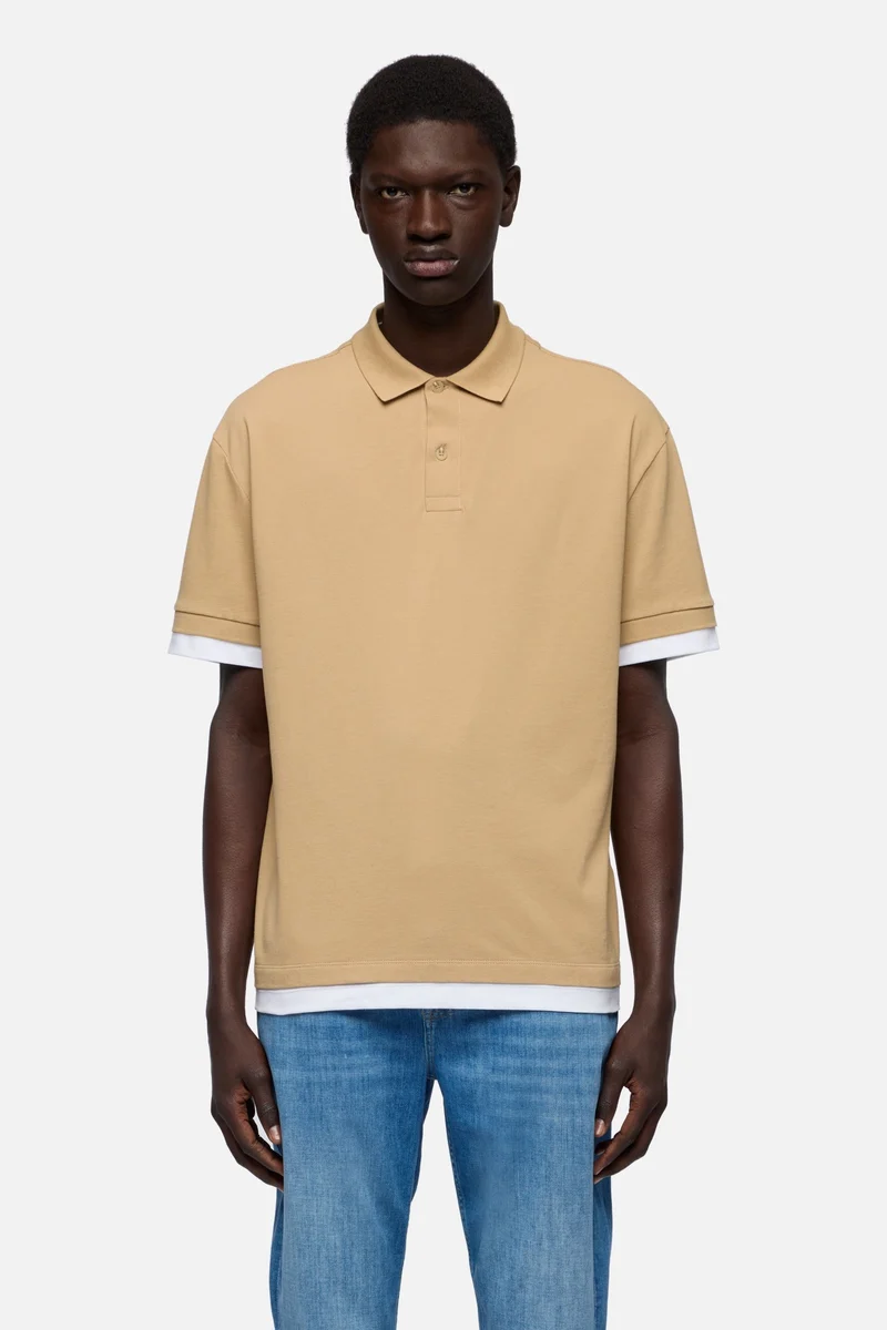 DOUBLE LAYER POLO in Tan