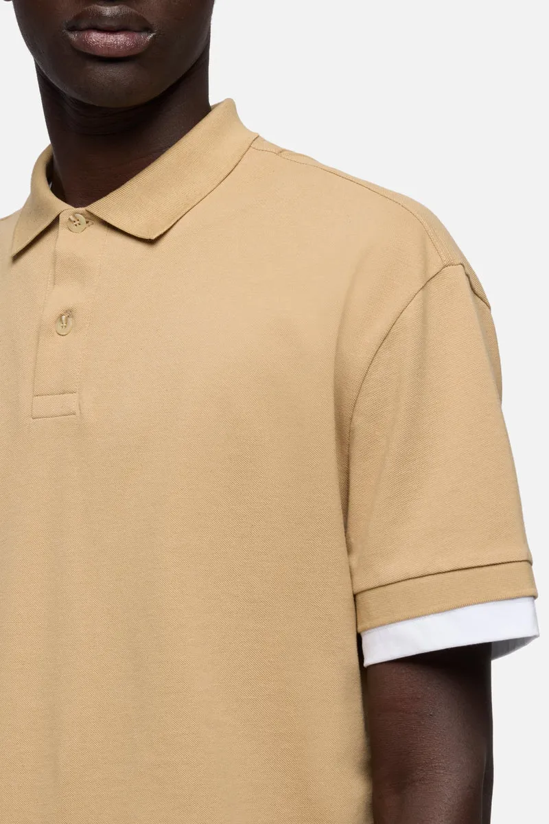 DOUBLE LAYER POLO in Tan