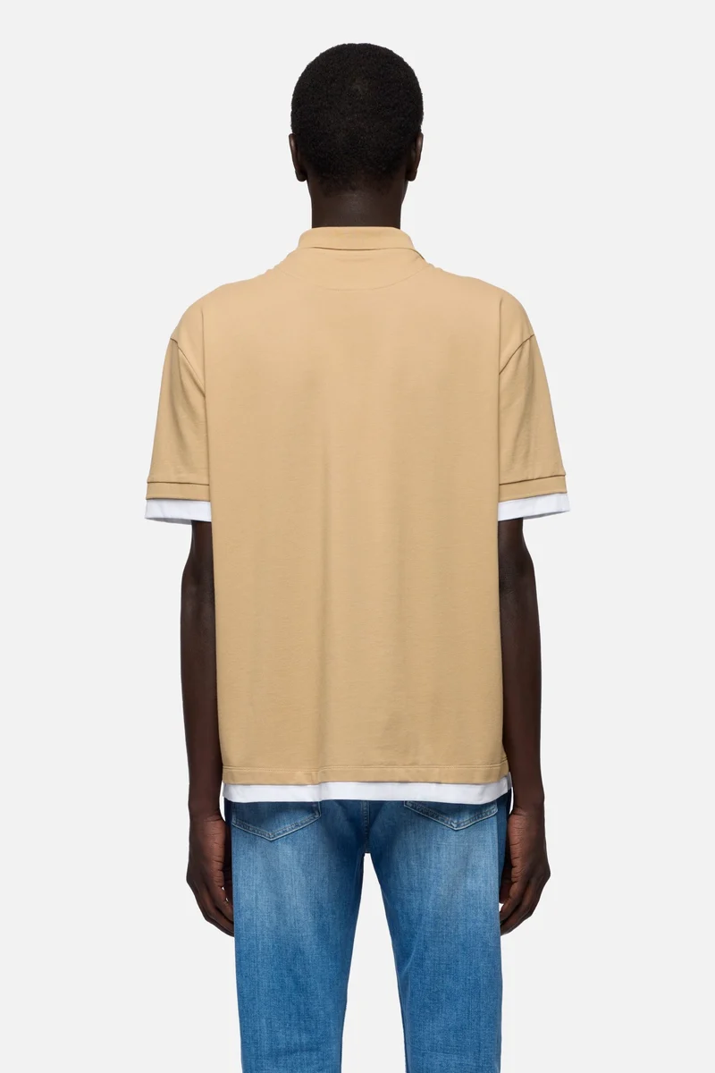 DOUBLE LAYER POLO in Tan