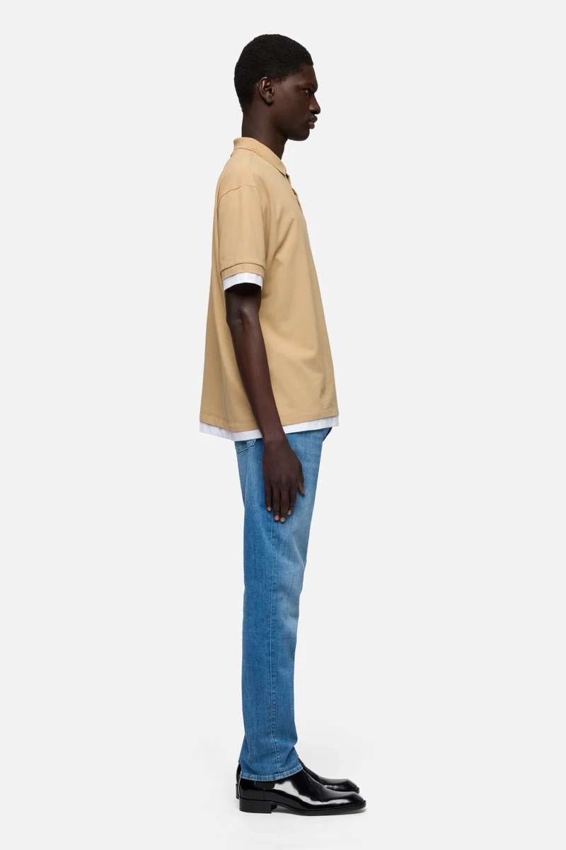 DOUBLE LAYER POLO in Tan