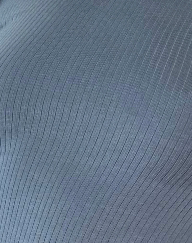 Dinar Top mit geteiltem Saum in Mineralblau