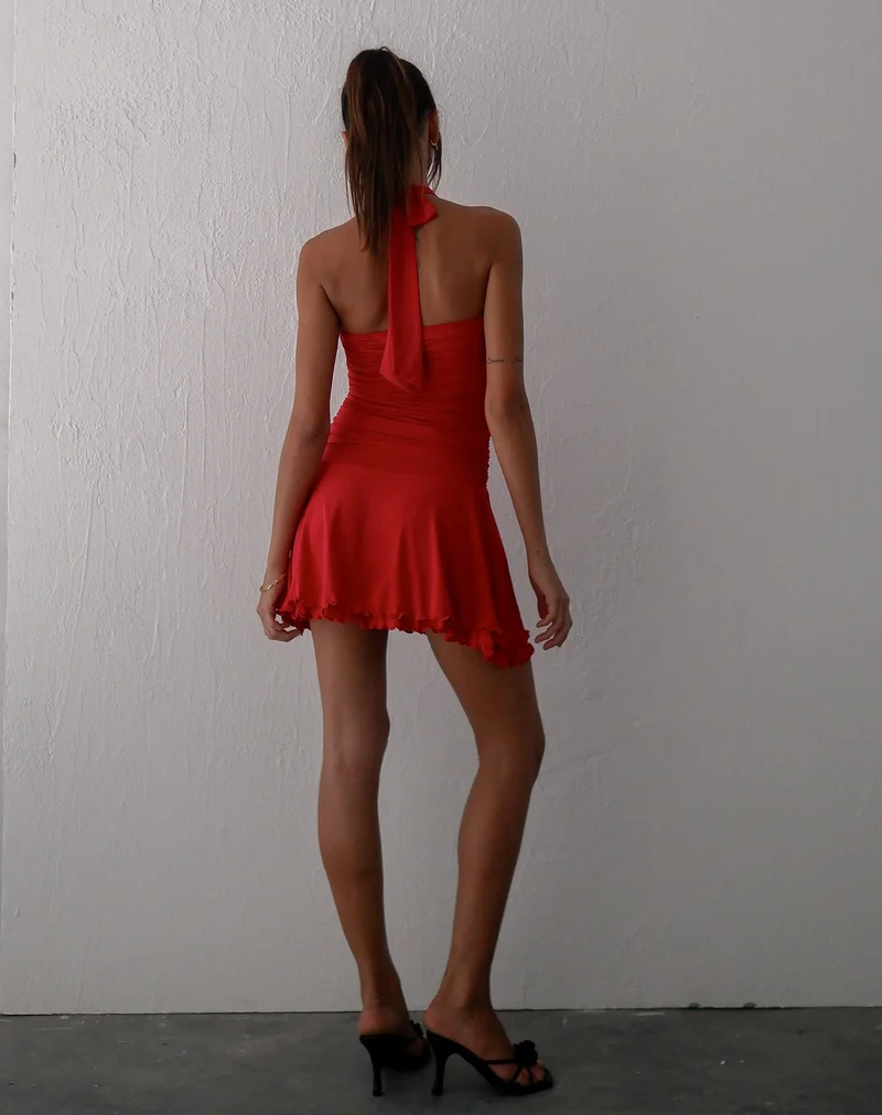 Bibi Bandeau-Minikleid mit Rollkragen in Rot