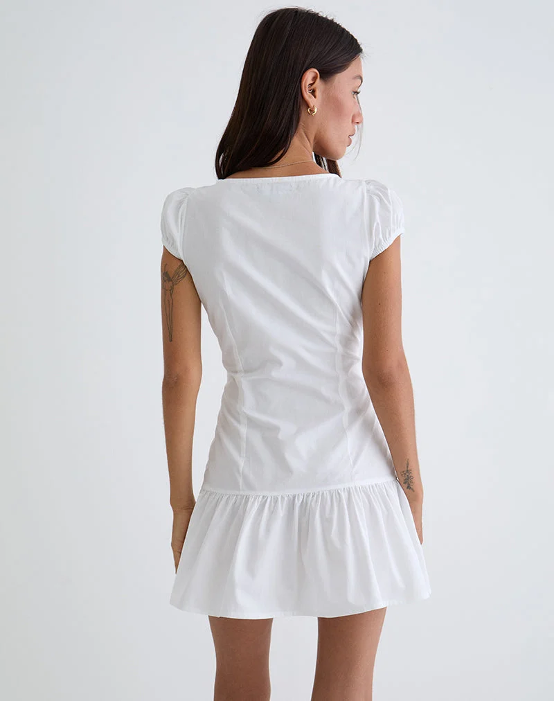 Silesa Gerafftes Minikleid in Weiß