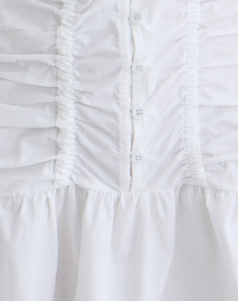 Silesa Gerafftes Minikleid in Weiß
