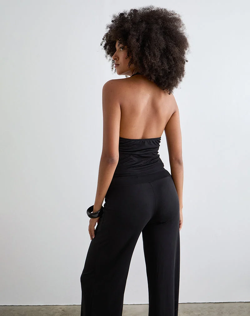 Prilla Halterneck-Top aus Cupro, schwarz