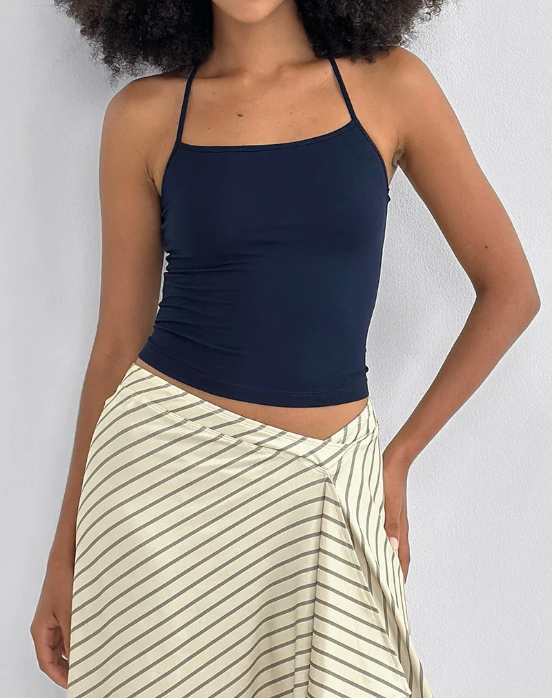 Tomoe Neckholder-Top aus Rayon Jersey Navy