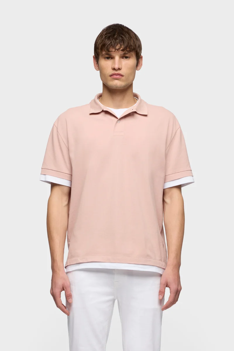 DOUBLE LAYER POLO in Rose