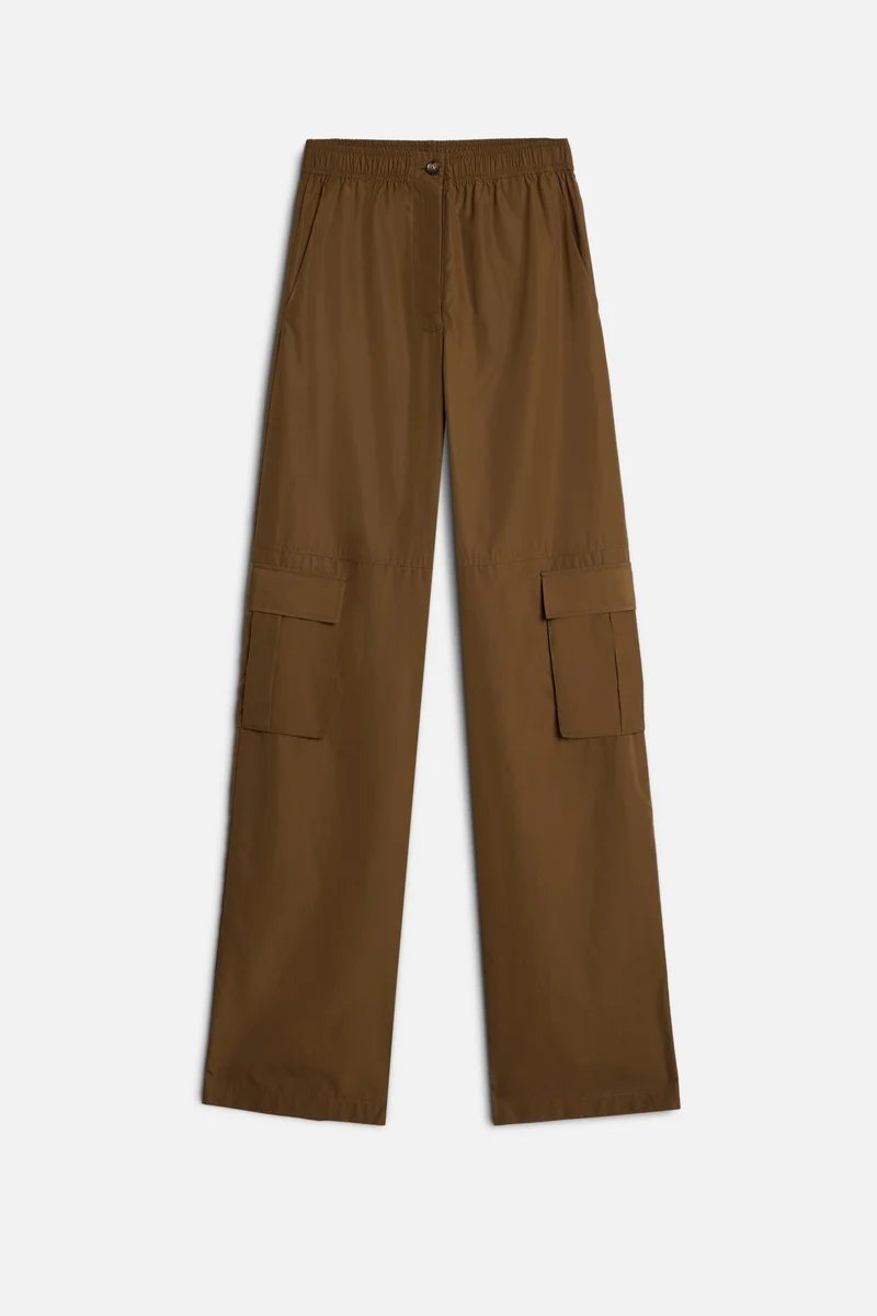 CARGO WIDE LEG PANT in Poplin Toffee
