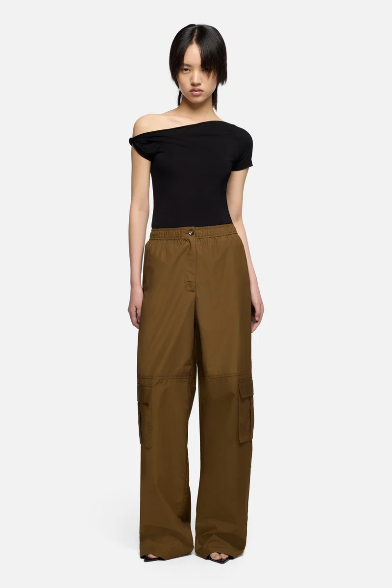 CARGO WIDE LEG PANT in Poplin Toffee
