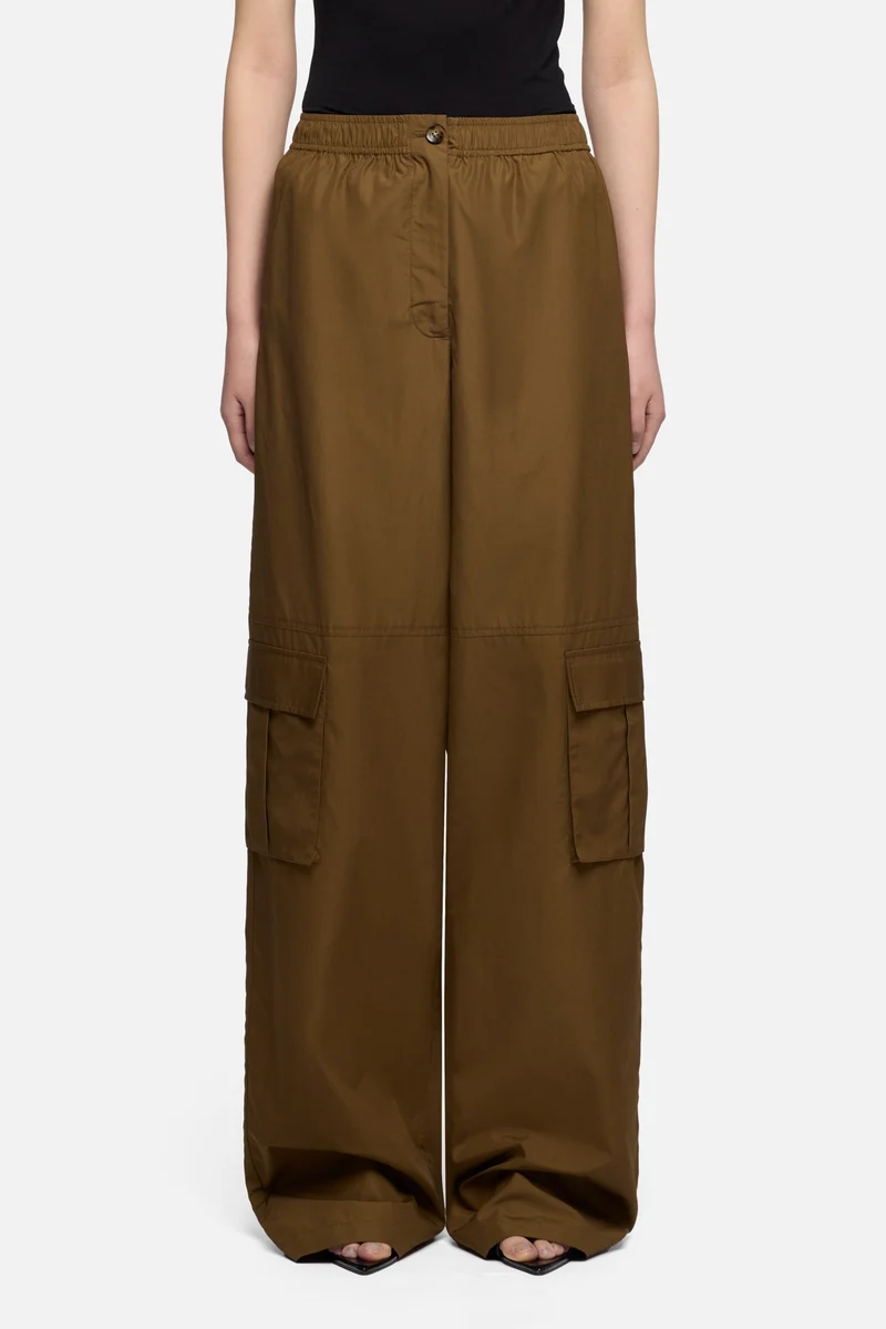 CARGO WIDE LEG PANT in Poplin Toffee
